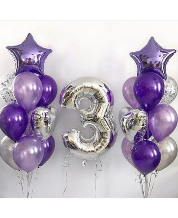Фиолетово-серебрянный микс из шаров