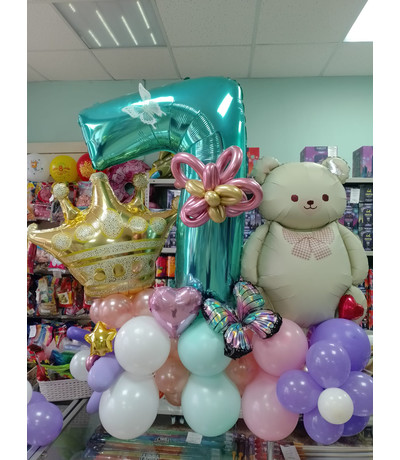 Композиция из шаров на годик для девочек