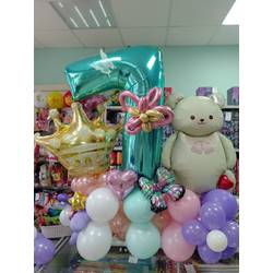 Композиция из шаров на годик для девочек - фото Композиция из шаров на годик для девочек